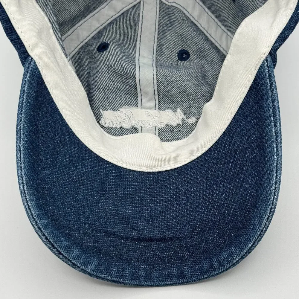 Barefaced Cosmetics No Sun Club Embroidered Logo Spell Out Denim Blue Hat Adjust